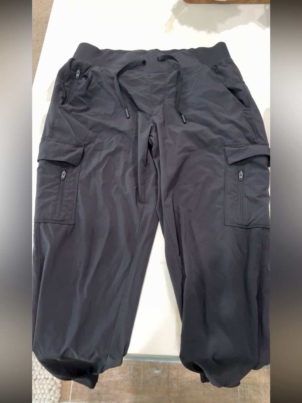 Women’s Black Cargo Jogger Pants - Drawstring Waist